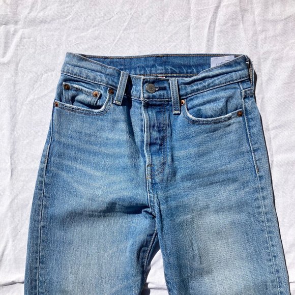 LEVI'S Wedgie Rough Tide High Rise Straight Leg Raw Hem Cropped Jeans, Size 25 - Picture 5 of 15